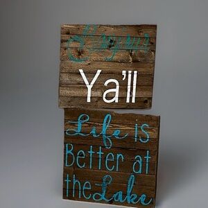 Lake House Rustic Wooden  wall art Charming Wall Art w/Blue & White Text 🌿🆕🌿